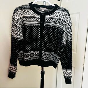 J. Crew Black and White Patterned Cardigan